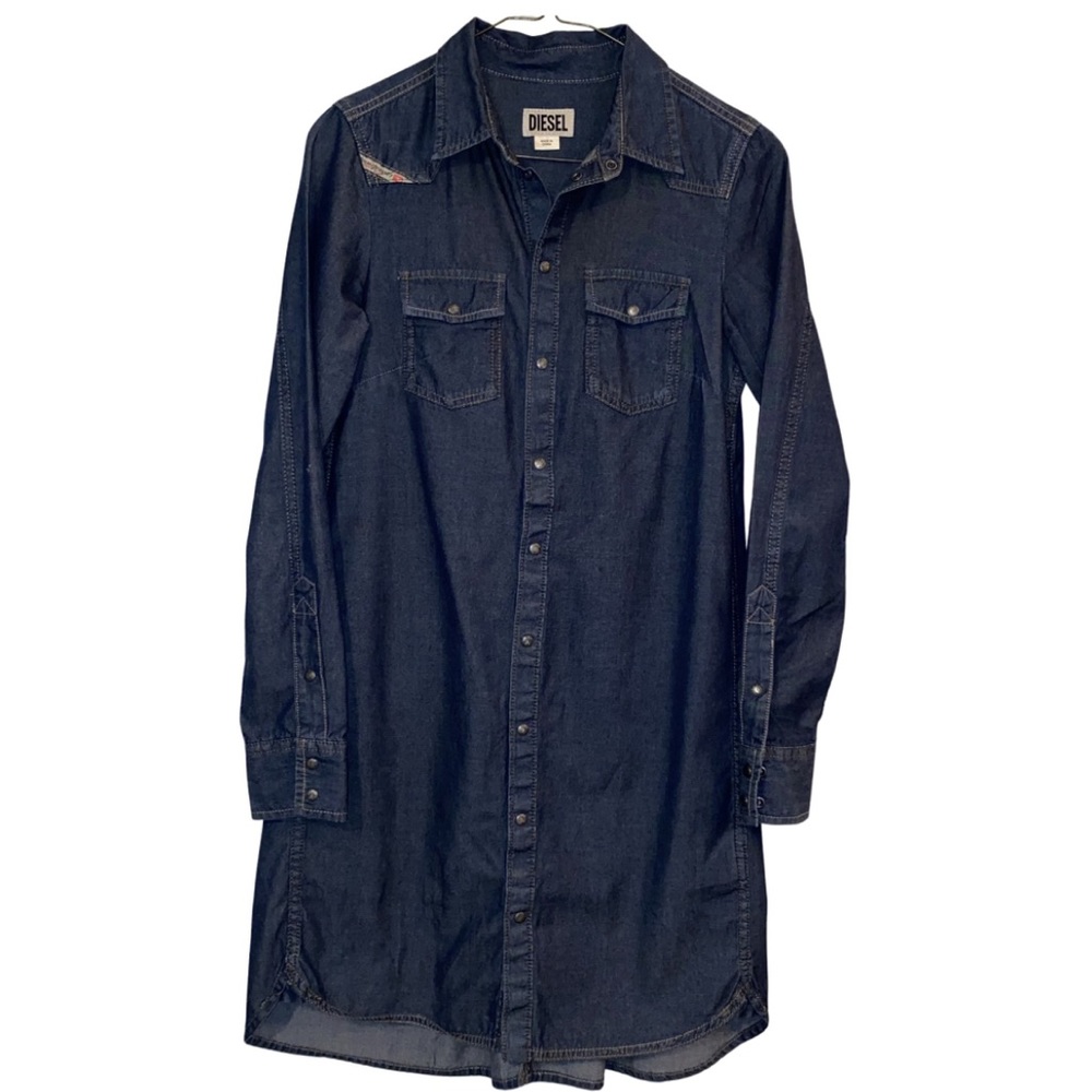 Vintage Diesel Dark Wash  / Button Down Collar Neckline Western Americana Dress